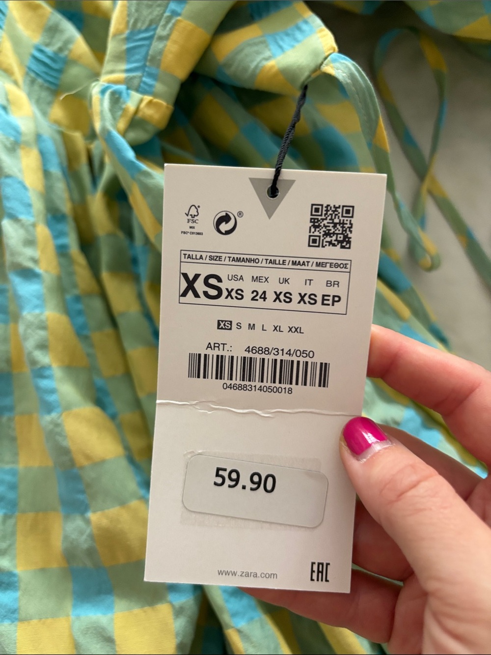 Zara Kids Blue and Yellow Check Cotton Dress